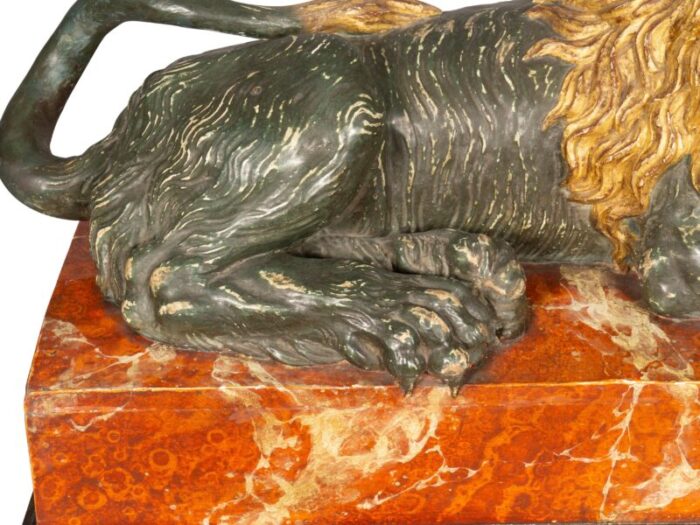 italian carved wood and painted reclining lion 3830