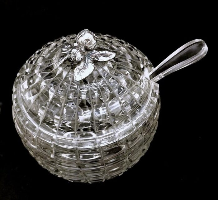 italian crystal punch bowl with lid and ladle 1965 set of 2 3