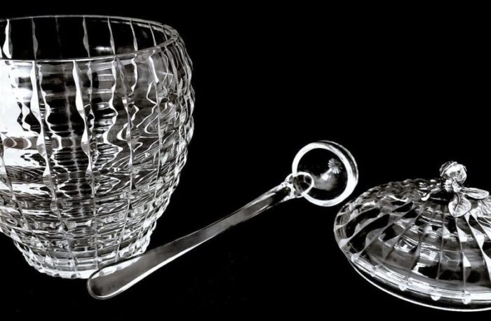 italian crystal punch bowl with lid and ladle 1965 set of 2 8