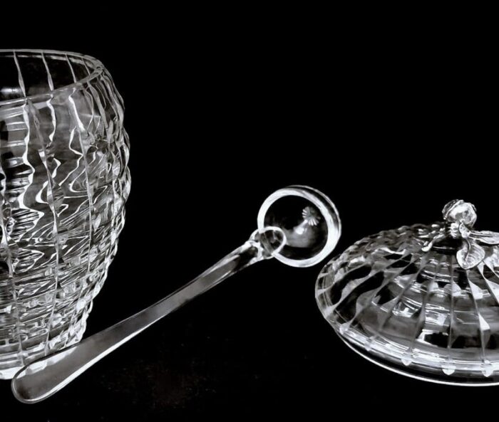 italian crystal punch bowl with lid and ladle 1965 set of 2 9