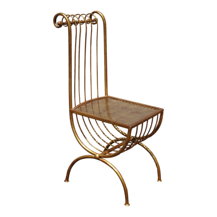 italian hollywood regency gold gilded chair rolled backrest by s salvadori 9423