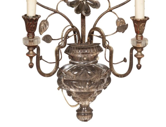 italian iron and glass sconces a pair 2990