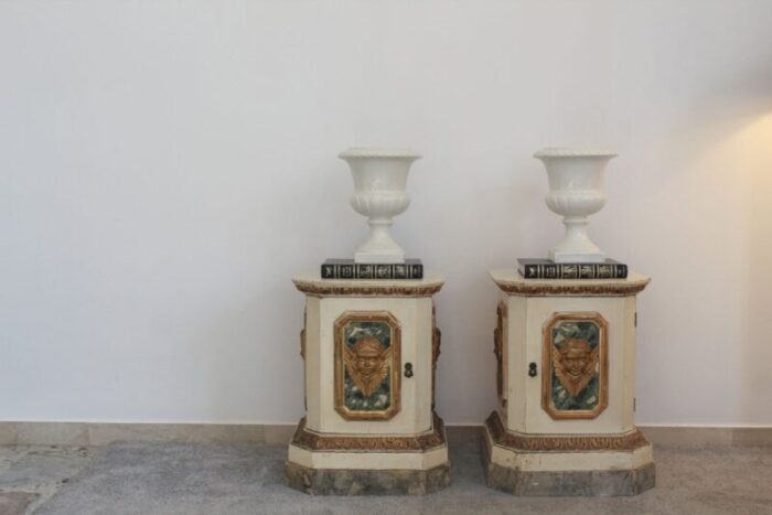 italian lacquered ceramic vases from capuani este 1890s set of 2 2