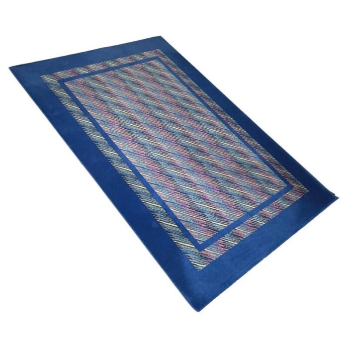 italian modern blue wool rectangular rug attributed to missoni 1990s 1