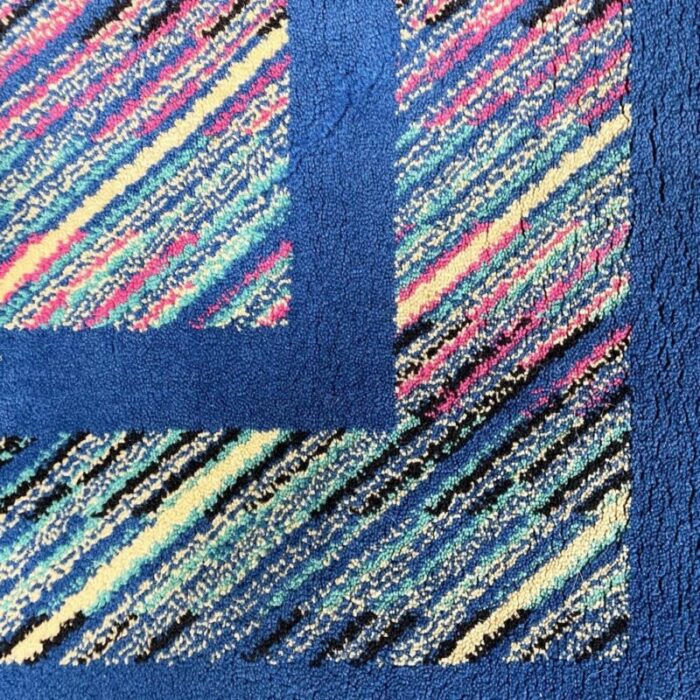 italian modern blue wool rectangular rug attributed to missoni 1990s 4