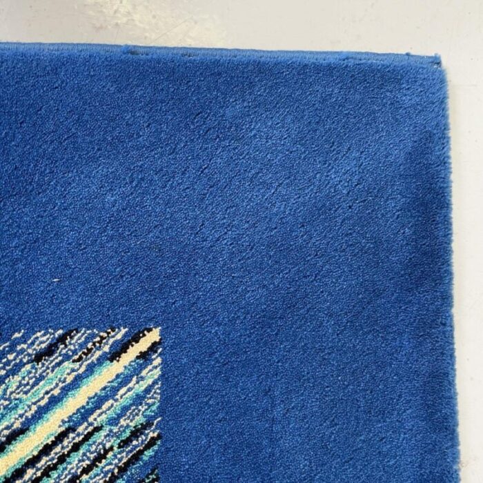 italian modern blue wool rectangular rug attributed to missoni 1990s 7