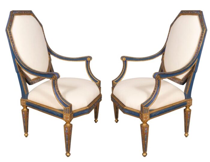 italian neoclassical painted armchairs a pair 7314