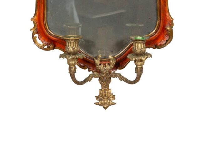 italian red painted girandole mirrors a pair 3213