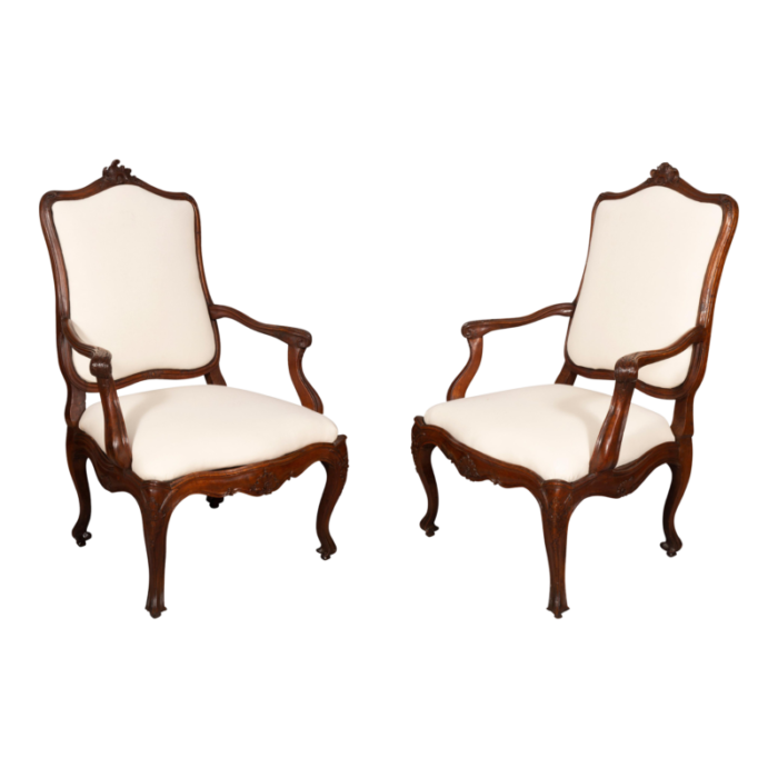 italian rococo walnut armchairs a pair 9029