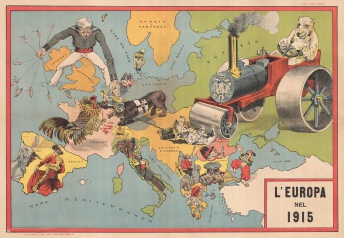 italian serio comic map of europe during the great war 1890s 1