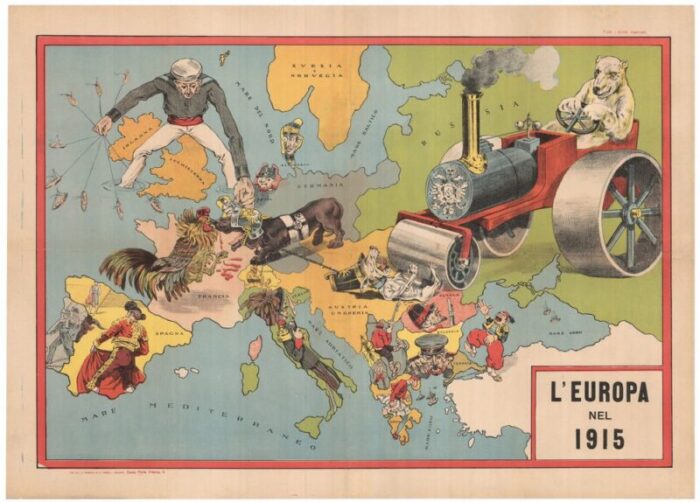 italian serio comic map of europe during the great war 1890s 2