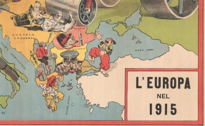 italian serio comic map of europe during the great war 1890s 5