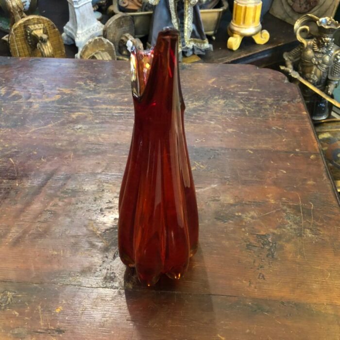 italian sommerso red murano glass vase from seguso 1960s 4