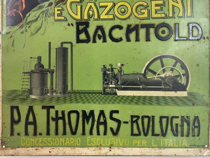 italian tin advertising sign from bachtold engines 10