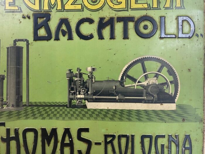 italian tin advertising sign from bachtold engines 7