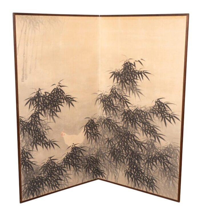 japanese four panel paper screen two panels 1253