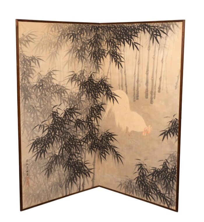 japanese four panel paper screen two panels 5105