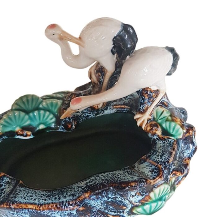 japanese glazed porcelain stork ashtray 3