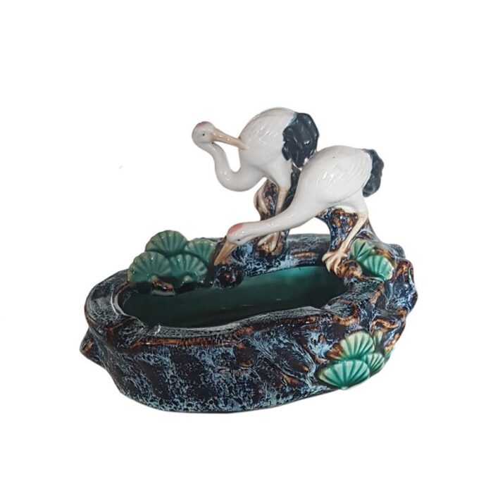 japanese glazed porcelain stork ashtray 7