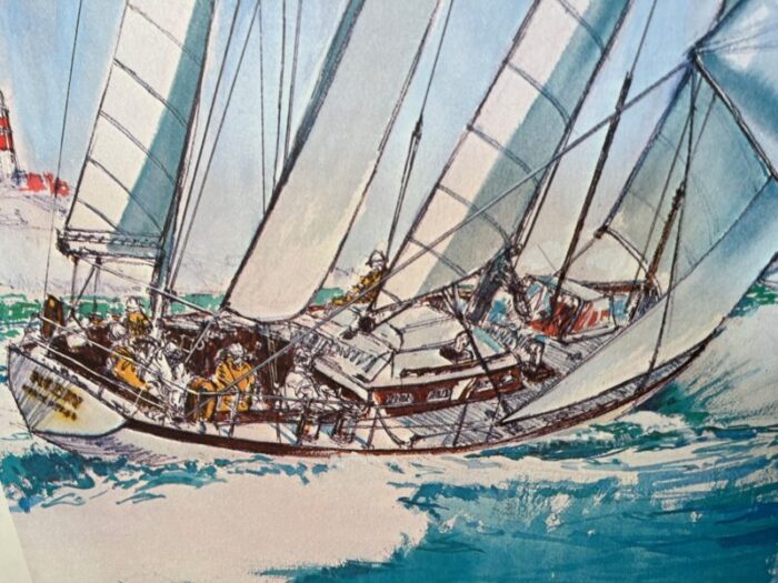 john david hart bermuda sailboat racing watercolor print making the finish line 0883