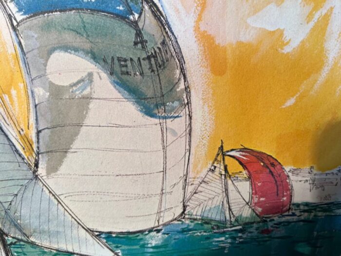 john david hart bermuda ventura sailboat racing yacht watercolor print bermuda fitted dinghy 5853