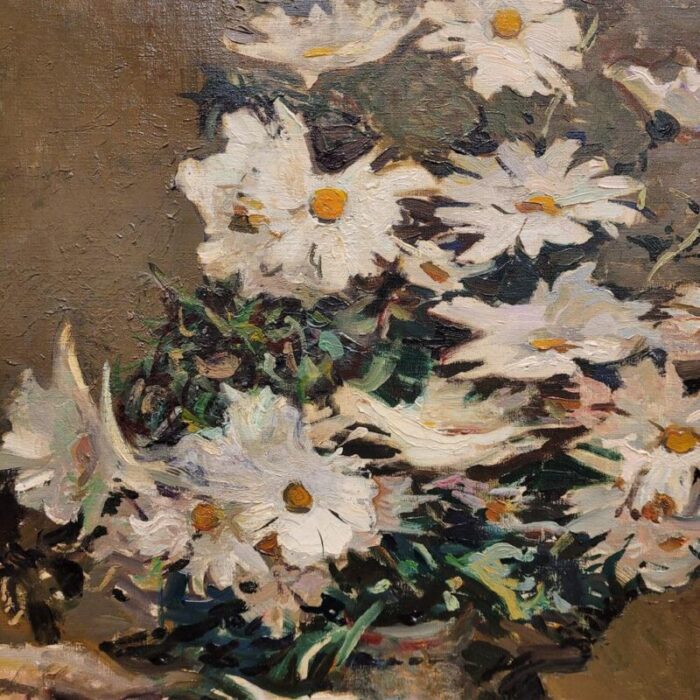 josep puigdengolas barella still life with daisies 1971 oil on canvas 3400