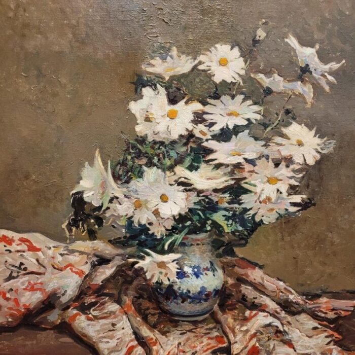 josep puigdengolas barella still life with daisies 1971 oil on canvas 4977