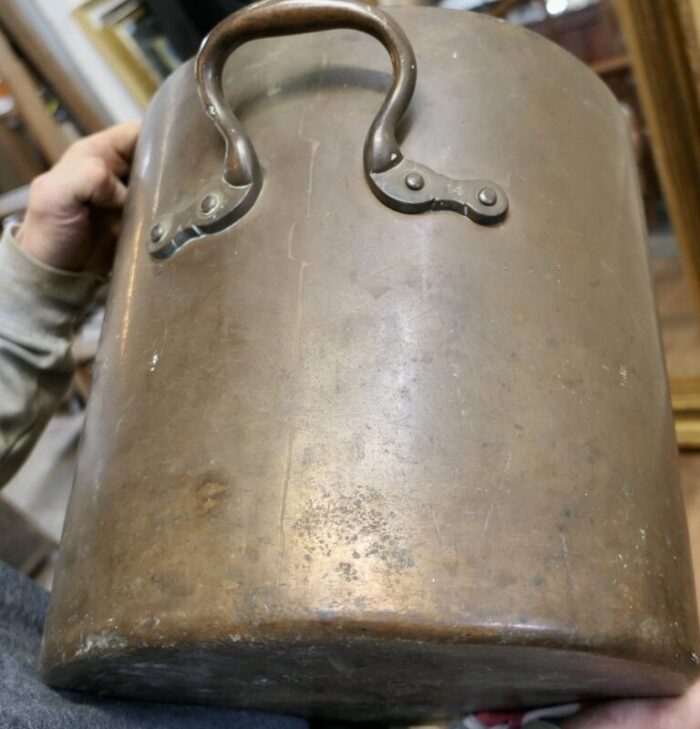 large 19th century tinned copper cooking pot 7