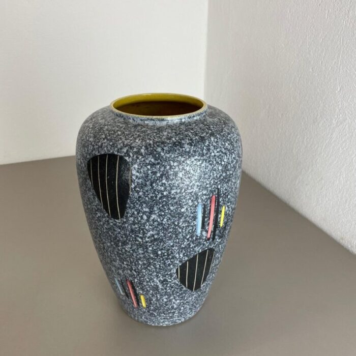 large abstract op art pottery vase from scheurich germany 1960s 18