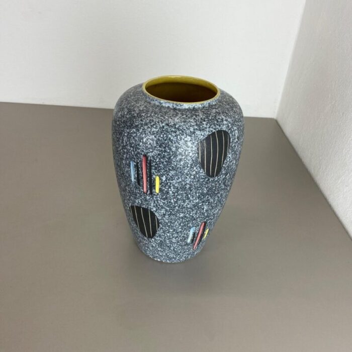 large abstract op art pottery vase from scheurich germany 1960s 4