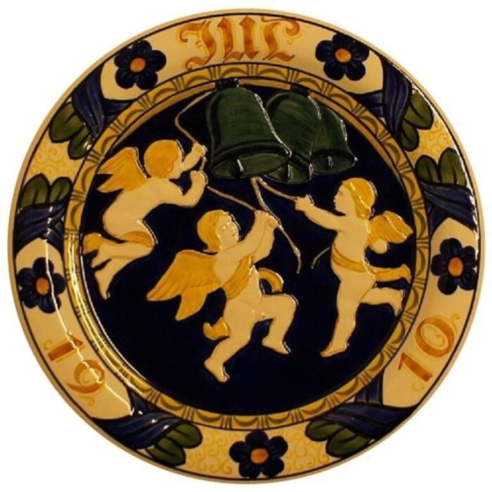 large aluminia christmas plate in faience 1910 1