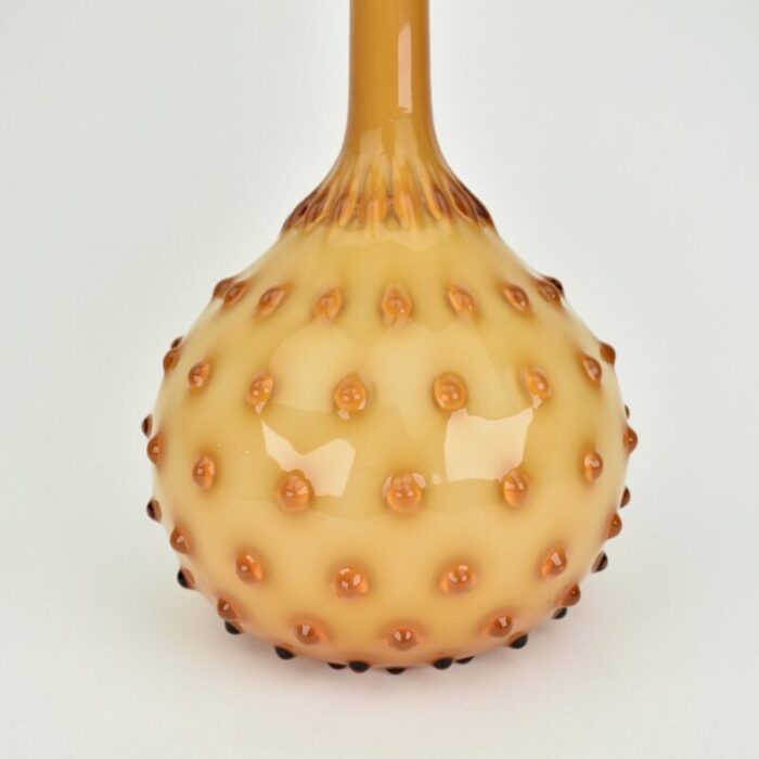 large amber empoli cased glass hobnail vase 3