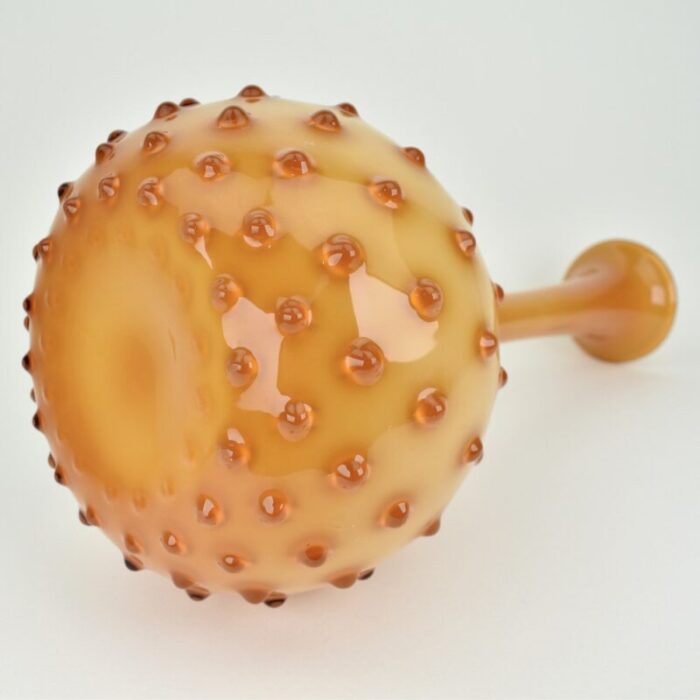 large amber empoli cased glass hobnail vase 7