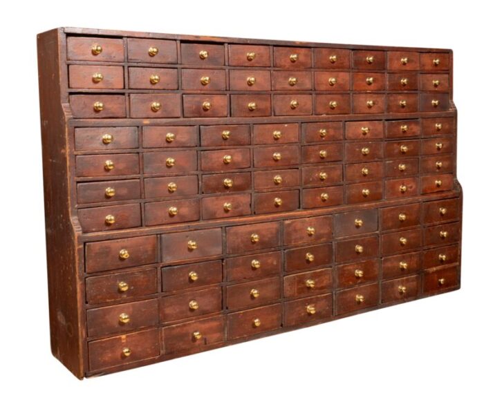 large and impressive stained pine apothecary chest 5055