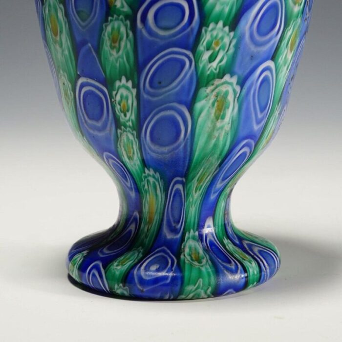 large antique millefiori vase with handles from toso murano brothers 1910 6