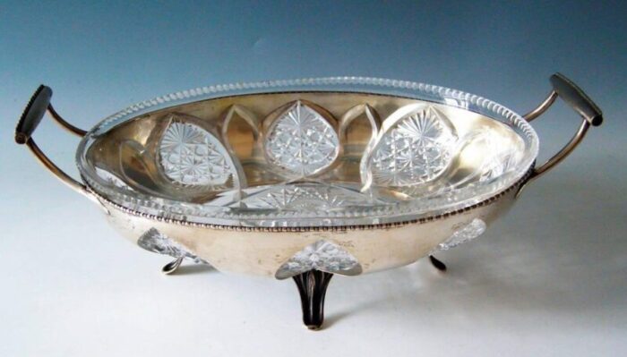 large austrian silver bowl with glass liner 1900 1910 2