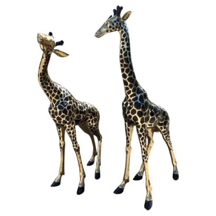 large brass giraffe figurines 1990s set of 2 1