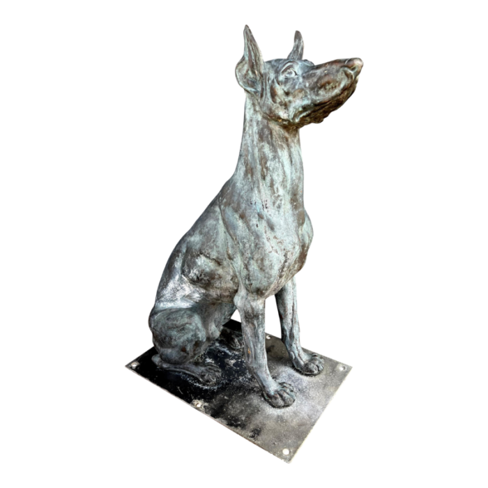 large bronze verdigris patinated seated dog 0102