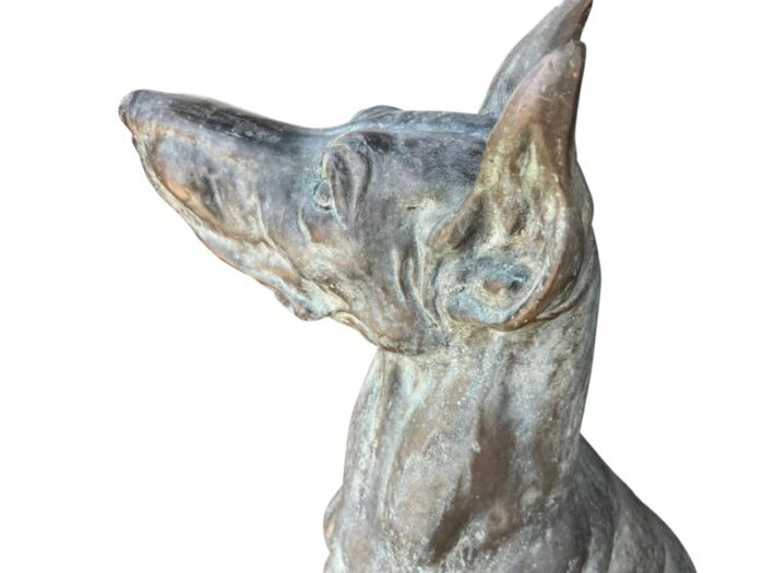 large bronze verdigris patinated seated dog 3251