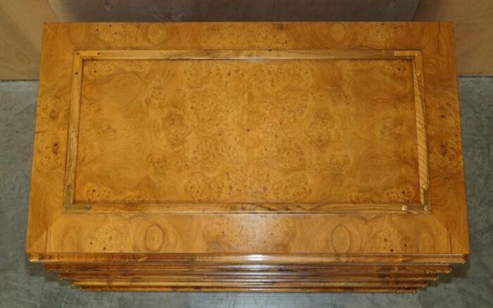 large burr walnut chest trunk with hidden bottom storage 10