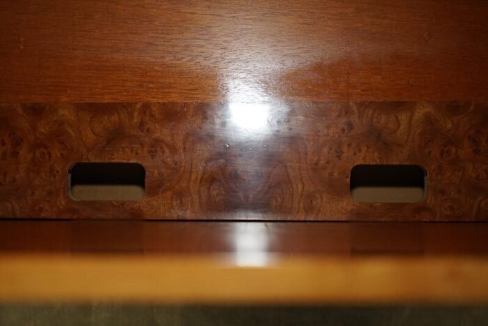 large burr walnut chest trunk with hidden bottom storage 19