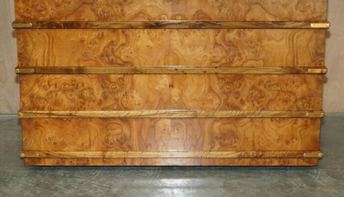 large burr walnut chest trunk with hidden bottom storage 4