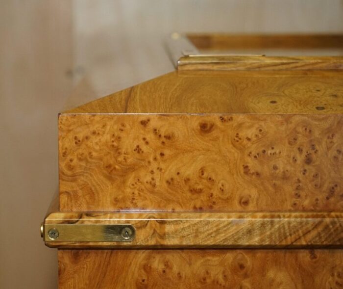 large burr walnut chest trunk with hidden bottom storage 5