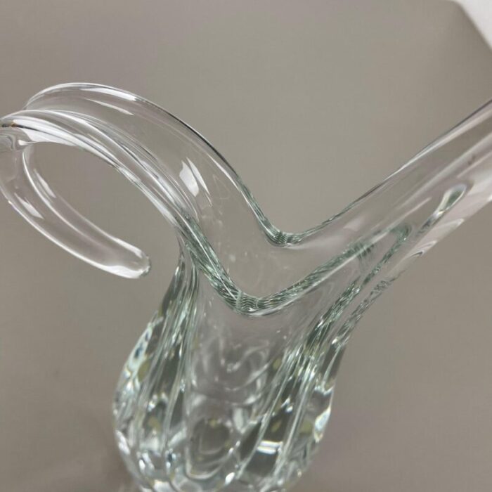 large floral crystal glass vase attributed to flavio poli from art vannes france 1970s 11