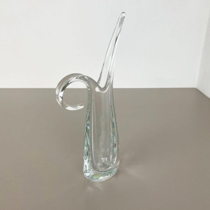 large floral crystal glass vase attributed to flavio poli from art vannes france 1970s 3