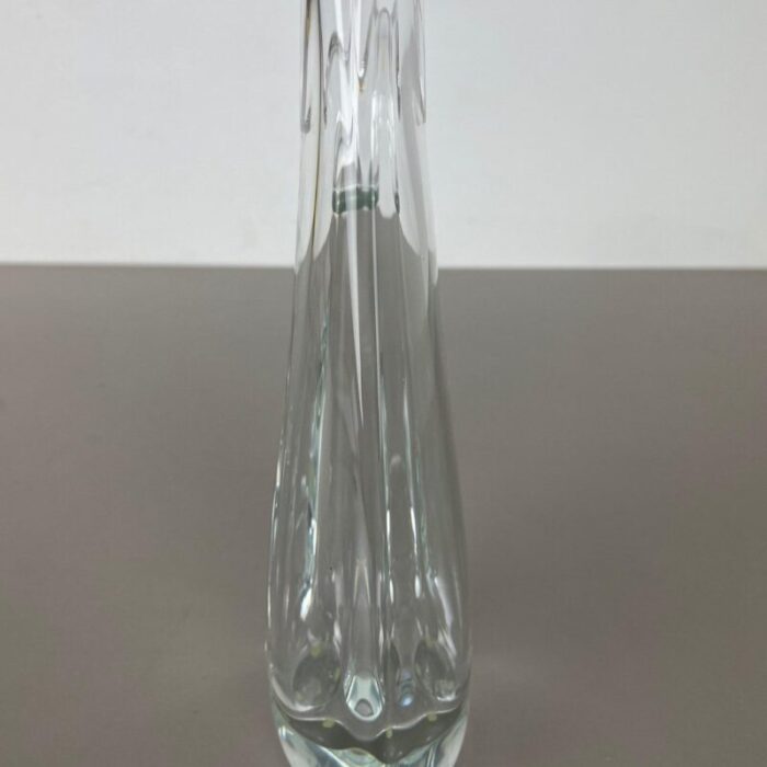 large floral crystal glass vase attributed to flavio poli from art vannes france 1970s 8