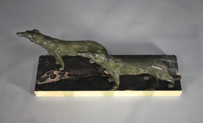 large french art deco borzoi dogs sculpture 11