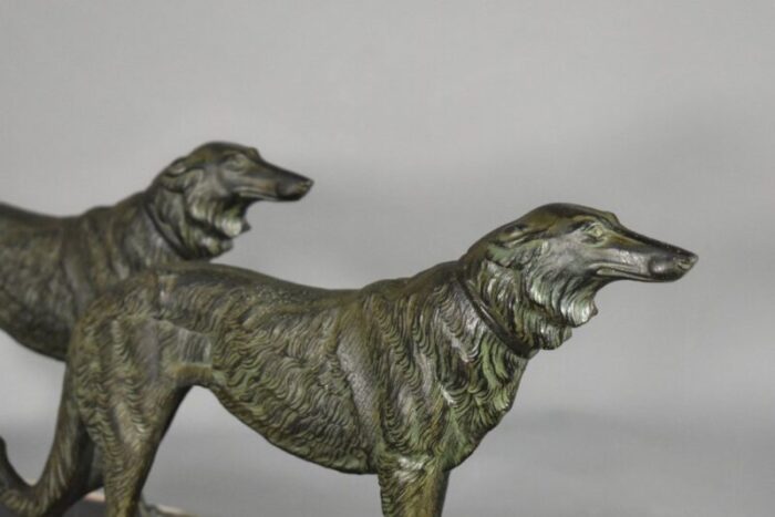 large french art deco borzoi dogs sculpture 6