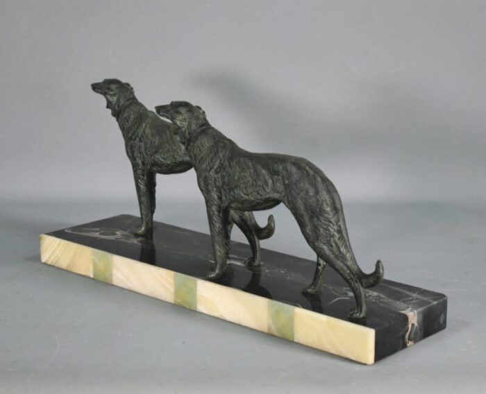 large french art deco borzoi dogs sculpture 7