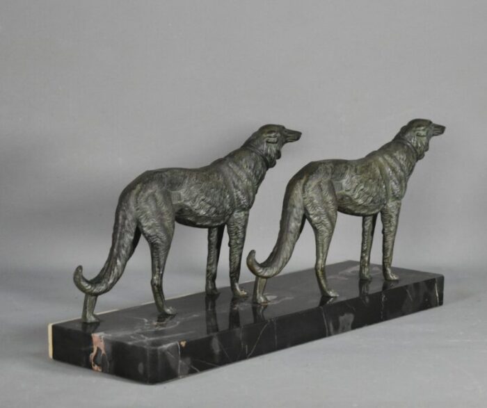 large french art deco borzoi dogs sculpture 8